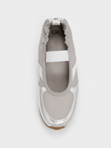 Jace Metallic Leather Mary Jane Sneakers, Silver, hi-res