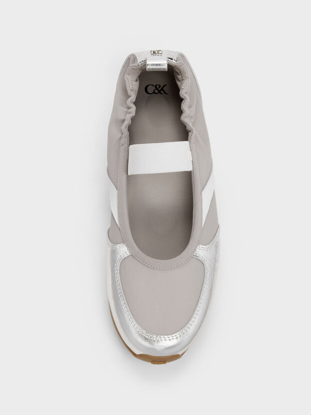 Jace Metallic Leather Mary Jane Sneakers, Silver, hi-res