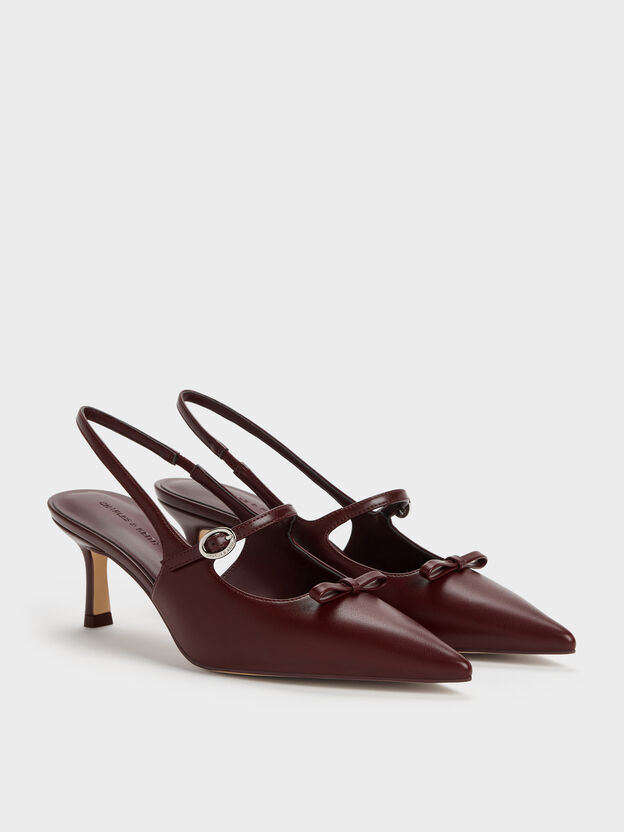 Sonali Bow Slingback Pumps, Burgundy, hi-res