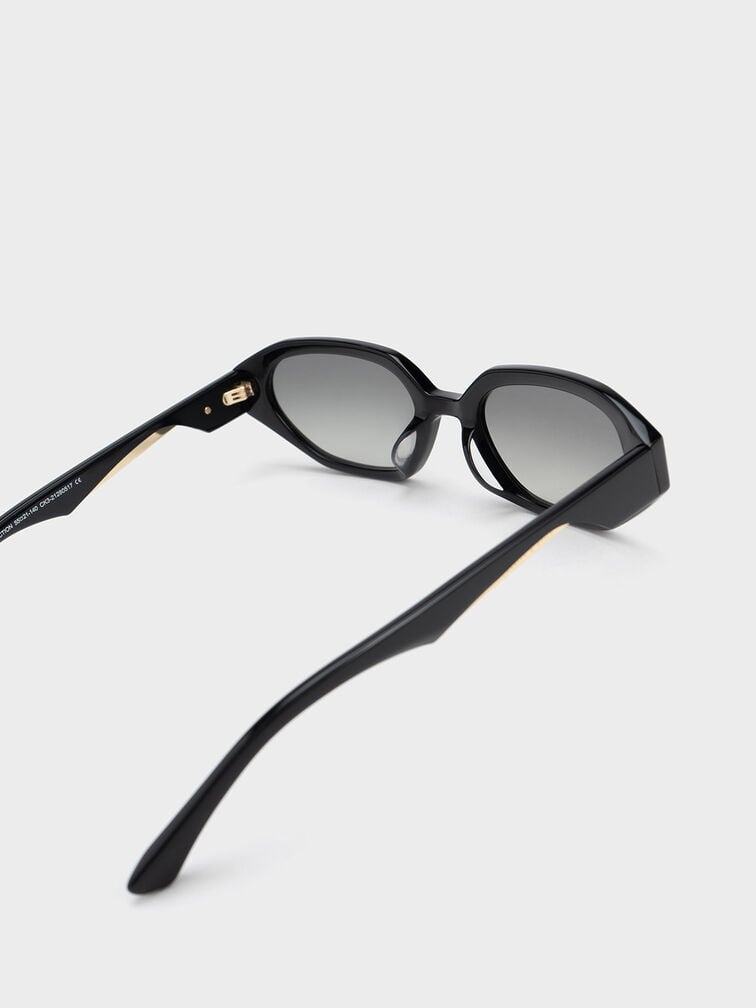 Acetate Oval Sunglasses, Black, hi-res