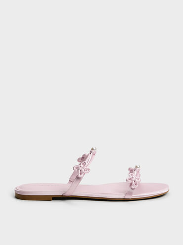 Orinda Knot-Pearl Slide Sandals, Light Pink, hi-res