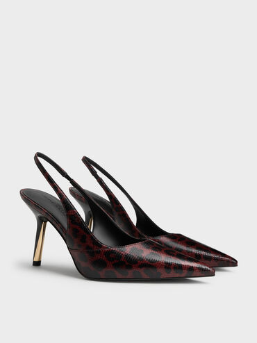 Taylen Leopard-Print Slingback Pumps, Animal Print Burgundy, hi-res