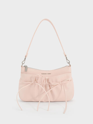 Mini Reese Ruched Bow Shoulder Bag, Soft Pink, hi-res