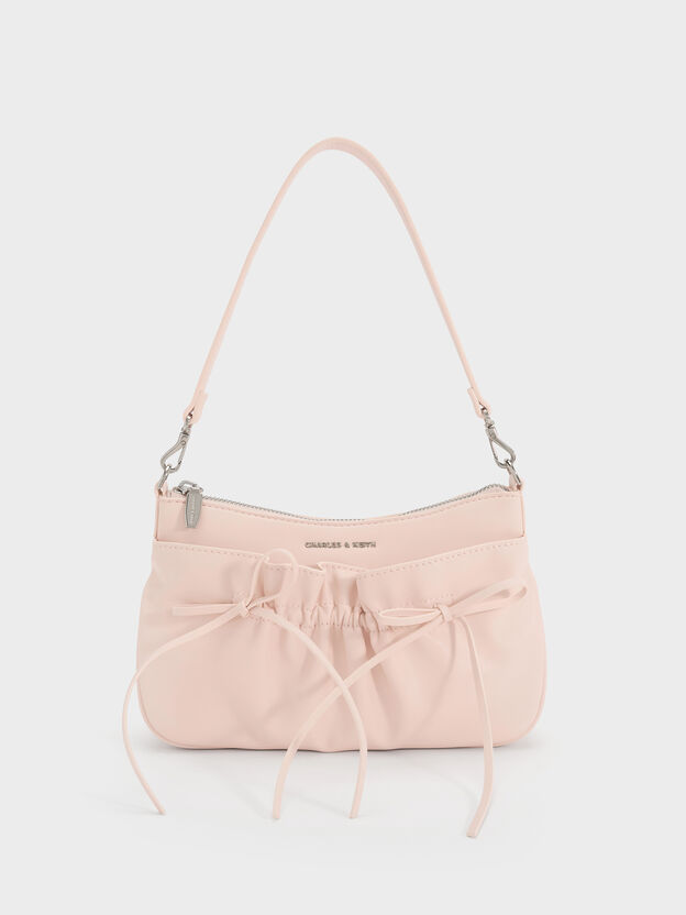 Mini Reese Ruched Bow Shoulder Bag, Soft Pink, hi-res