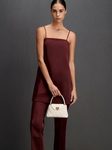 Arwen Tweed Quilted Braided-Strap Top Handle Bag, Cream Tweed, hi-res