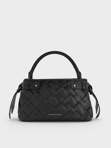 Ivette Woven Top Handle Bag, Noir, hi-res