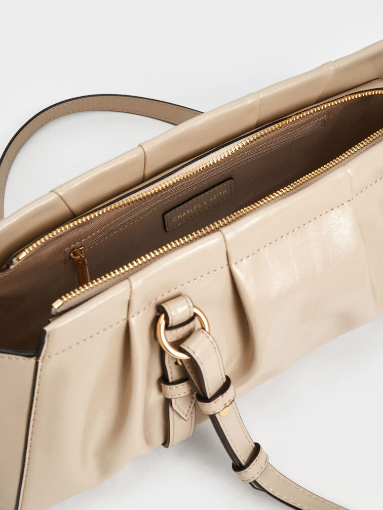 Britton Ruched Elongated Shoulder Bag, Dusted Oat Britton Ruched Elongated Shoulder Bag, Dusted Oat, hi-res