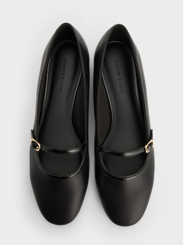 Contrast-Trim Buckle-Strap Mary Janes, Black, hi-res