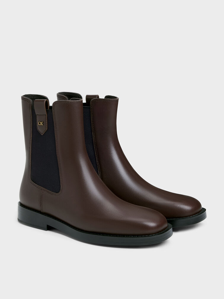 Kallie Leather Chelsea Boots, Dark Brown, hi-res