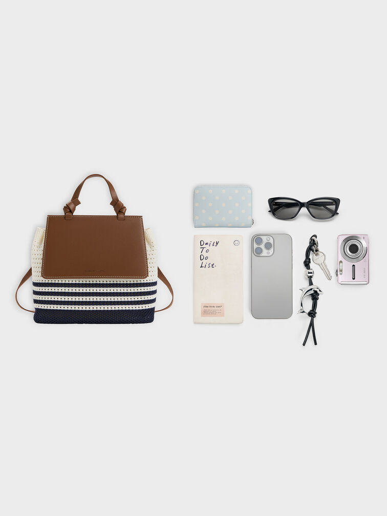Girls' Ida Stripped Knitted Backpack, Multi, hi-res