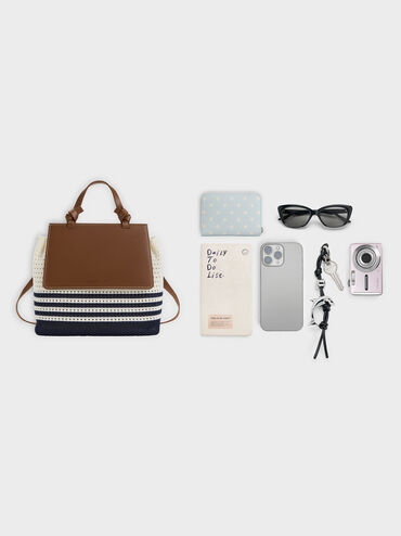 Girls' Ida Stripped Knitted Backpack, Multi, hi-res
