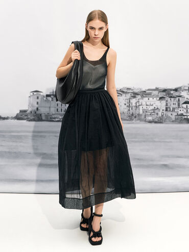 Toni Knotted Crescent Hobo Bag, Noir, hi-res