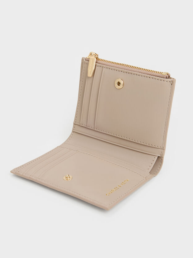 Harmonee Top-Zip Small Wallet, Taupe, hi-res
