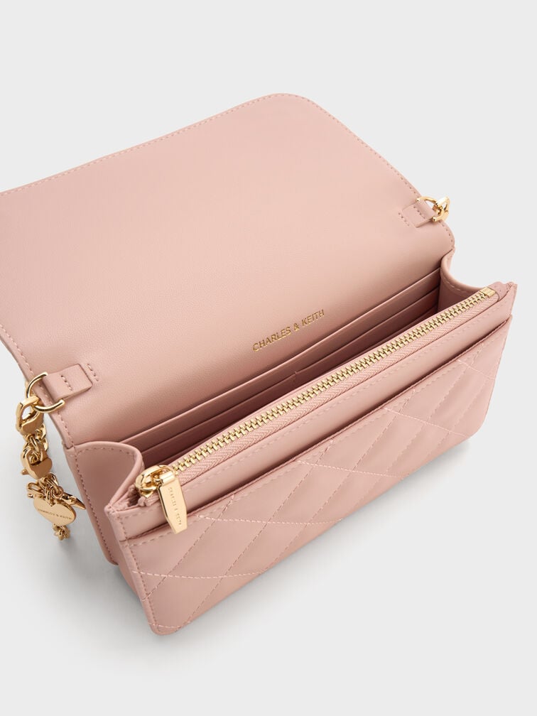 Arrietty Quilted Wallet On Chain, Light Pink, hi-res