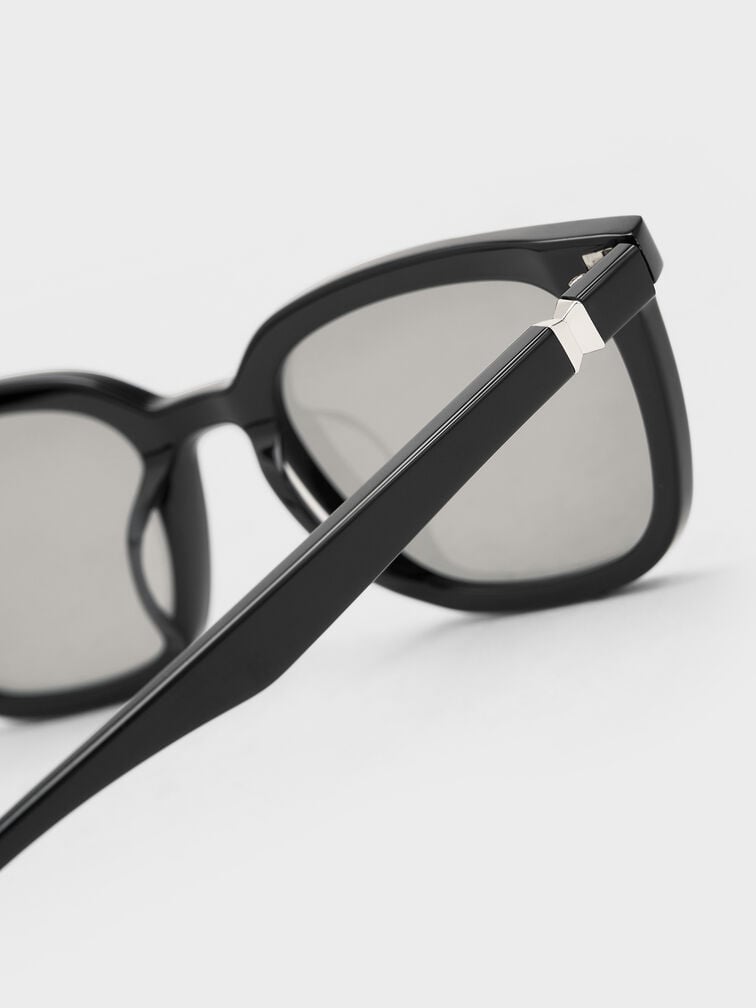 Maude Recycled Acetate Square Sunglasses, Black, hi-res