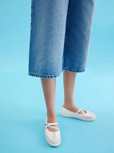 Tiggy Mesh Two-Tone Ballet Sneakers, White, hi-res