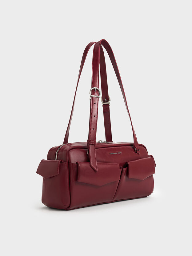 Rachel Multi-Pocket Shoulder Bag, Burgundy, hi-res