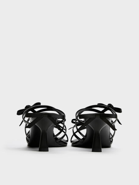 Kelis Rose-Bow Strappy Heeled Mules, Black Box, hi-res