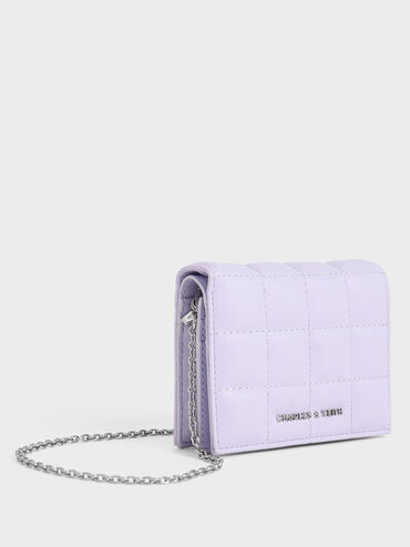 Cassia Quilted Chain-Handle Mini Wallet, Lilac, hi-res