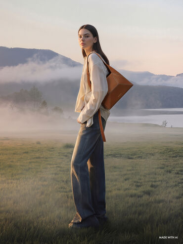 Nasrin Geometric Hobo Bag, Chocolate, hi-res