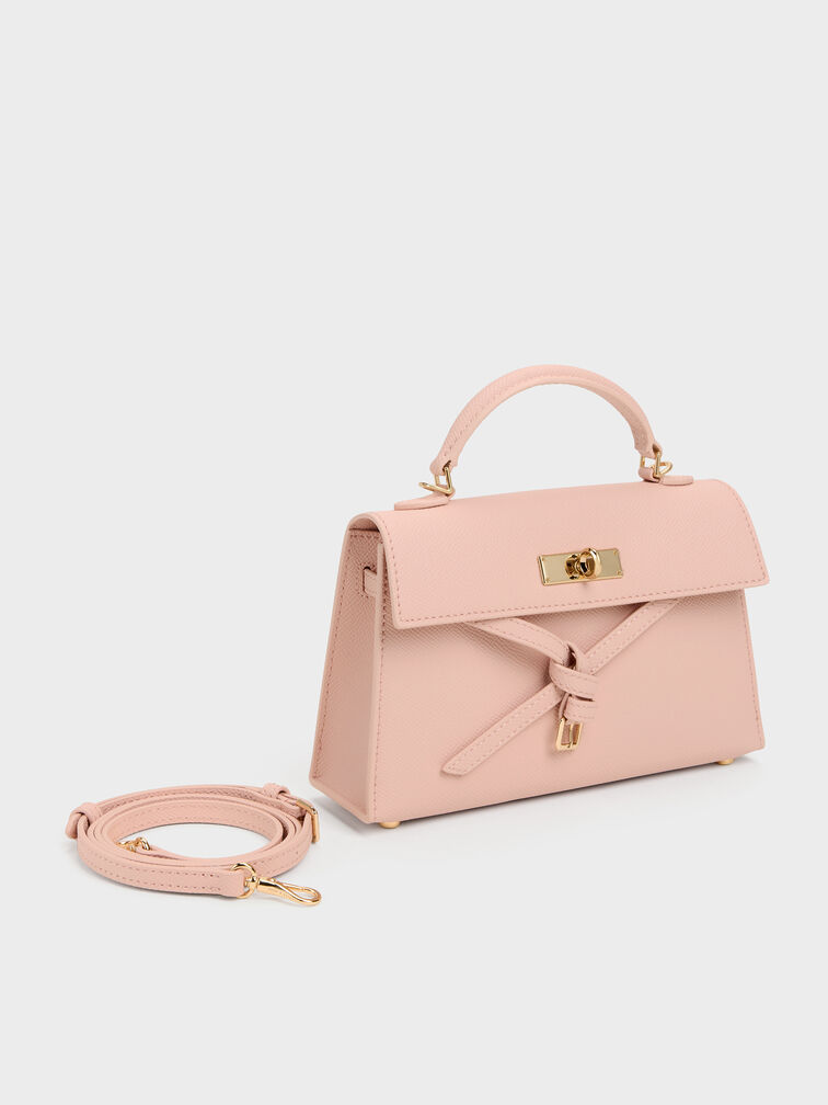 Tricha Knotted-Belt Top Handle Bag, Pink, hi-res