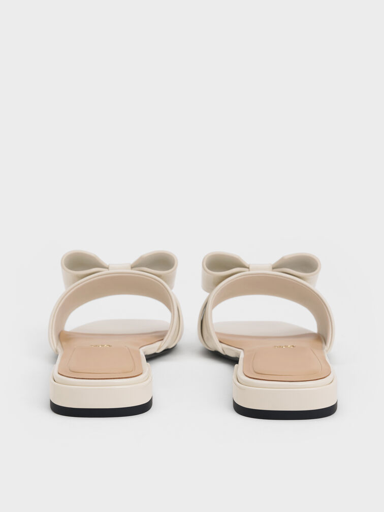 Lu Patent Leather Bow Slide Sandals, Chalk, hi-res