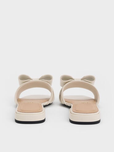 Lu Patent Leather Bow Slide Sandals, Chalk, hi-res