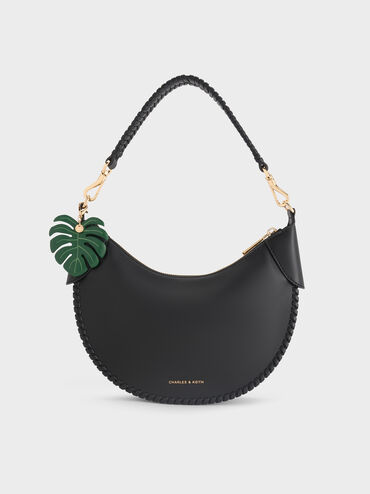 Blume Braided Curved Hobo Bag, Black, hi-res