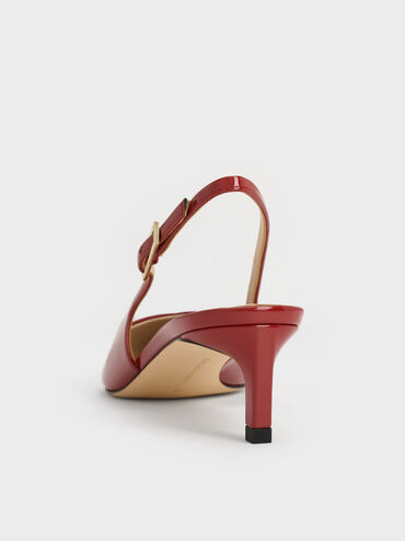 Luciana Patent Slingback Kitten Heels, Red, hi-res