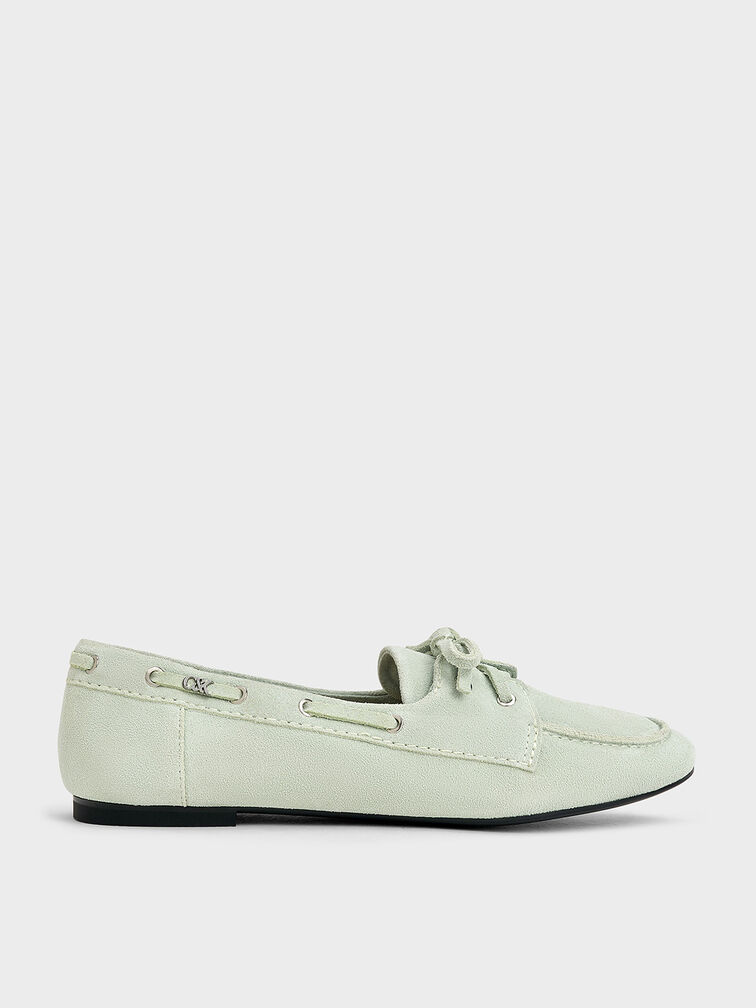 Kori Suede Boat Shoes, Mint Green, hi-res