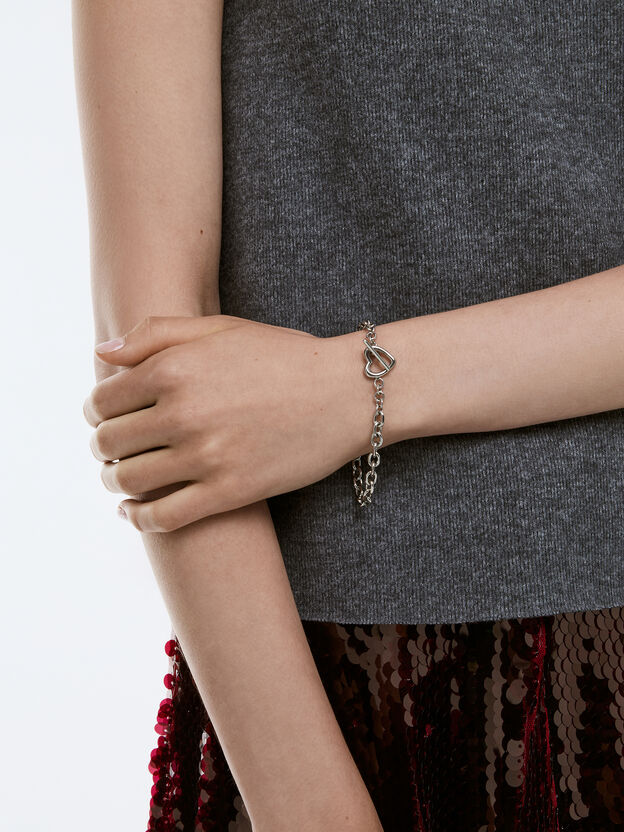 Annalise Heart Bracelet, Silver, hi-res