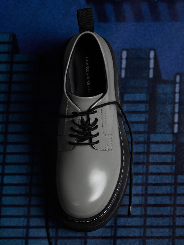 Lace-Up Platform Derbys, Grey, hi-res
