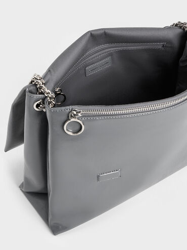 Sianna Chain-Handle Shoulder Bag, Grey, hi-res