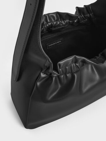 Brigette Ruched Shoulder Bag, Noir, hi-res
