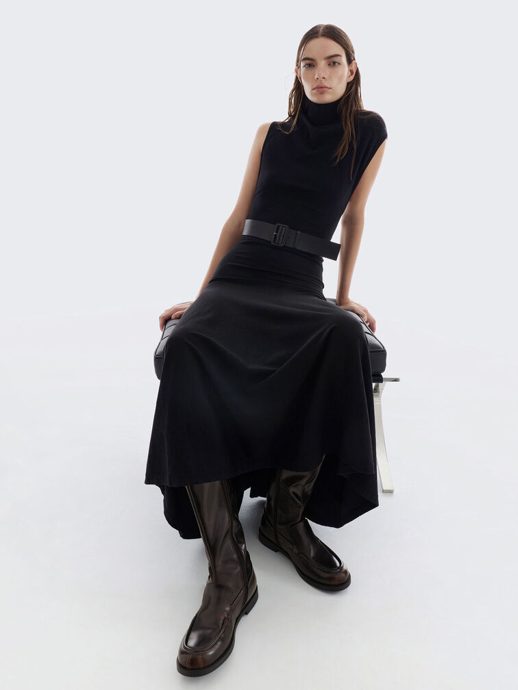 Jagger Knee-High Loafer-Boots, Dark Brown, hi-res