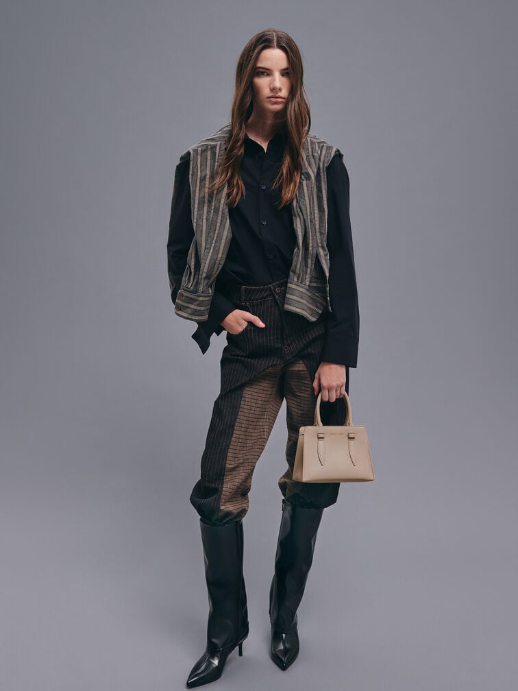 Allyn Structured Trapeze Tote Bag, Taupe, hi-res