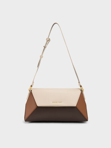 Nasrin Colourblock Geometric Shoulder Bag, Multi Brown, hi-res