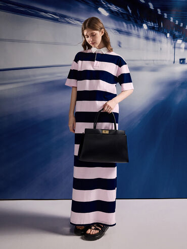 Lennie Top Handle Satchel Bag, Black, hi-res