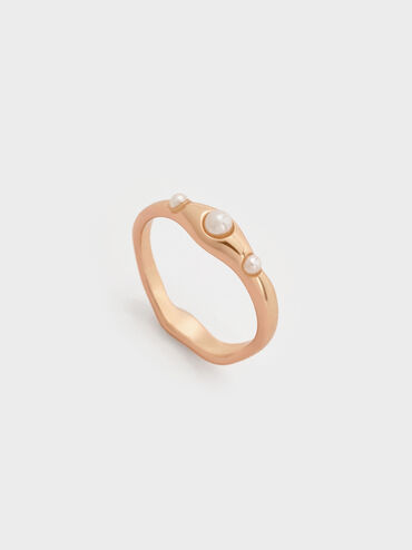 Corrine Pearl Sculptural Ring, Rose Gold, hi-res