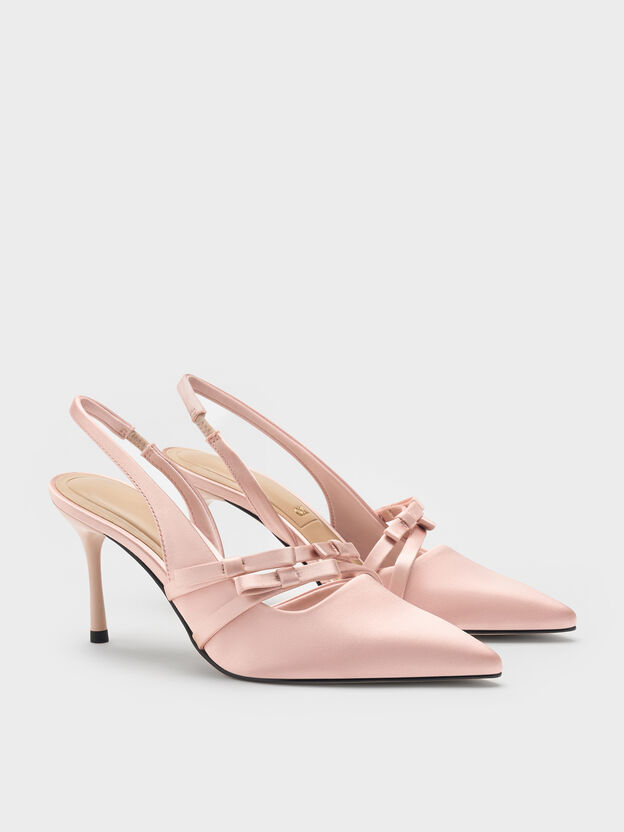 Jessy Bow Slingback Pumps, Pink, hi-res