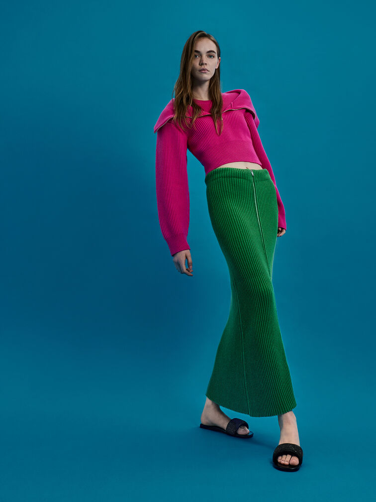 Faux Suede Crystal-Embellished Slide Sandals, Black Textured, hi-res