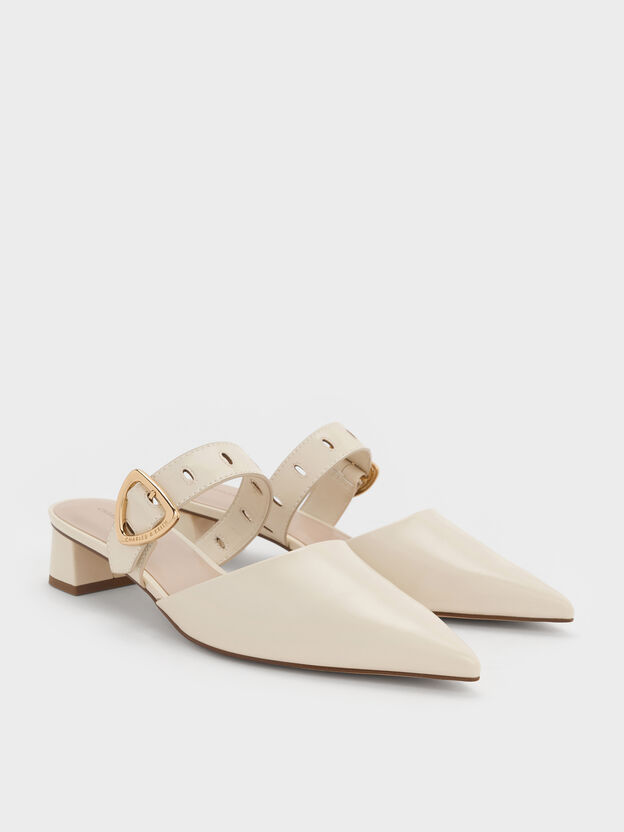 Sepphe Buckle-Strap Heeled Mules, Cream, hi-res