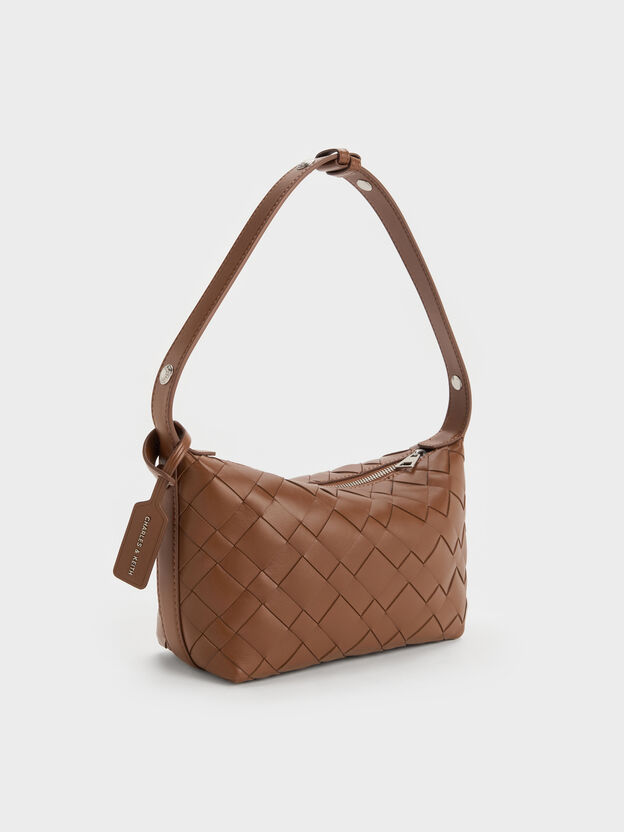 Ivette Woven Shoulder Bag, Chocolate, hi-res