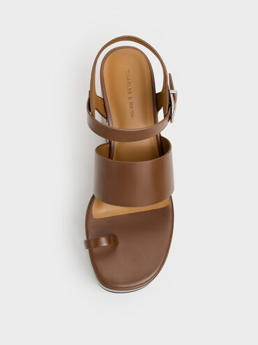 Tarian Toe-Ring Platform Wedges, Cognac, hi-res