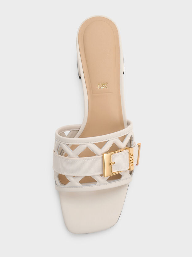Whitney Leather Cut-Out Heeled Mules, Chalk, hi-res