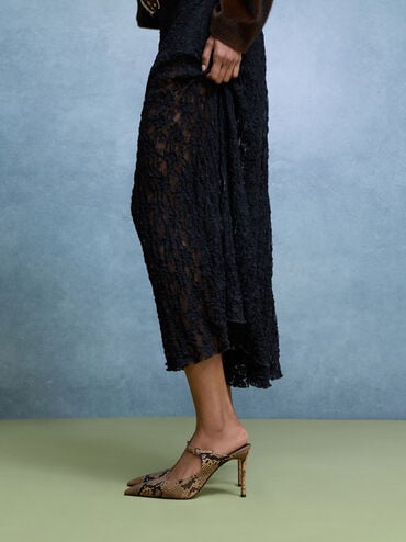 Snake-Print Buckle-Strap Stiletto-Heel Mules, Animal Print Natural, hi-res