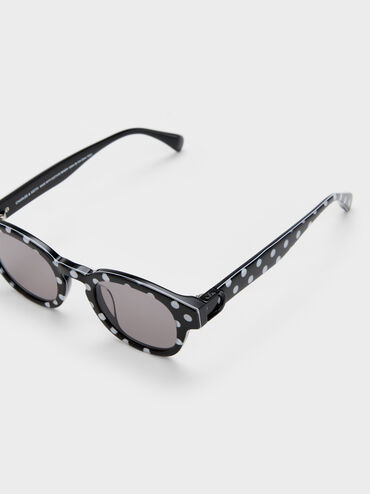 Girls' Gabine Polka-Dot Sunglasses, Black, hi-res