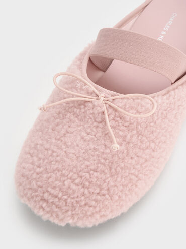 Nancy Faux Shearling Bow Ballet Mules, Pink, hi-res