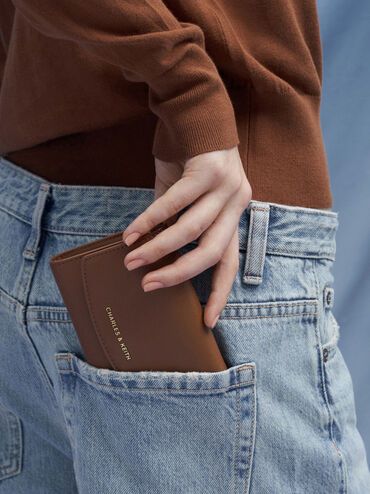 Briony Curved Flap Wallet, Chocolate, hi-res