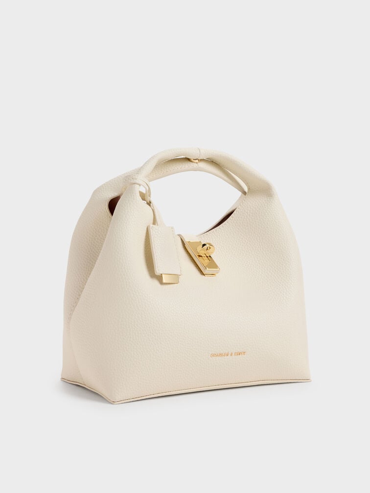 Chance Turn-Lock Bucket Bag, Cream, hi-res